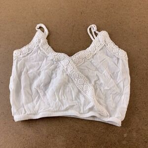 Divided H&M Womens Crop Faux Wrap Top White Spaghetti Strap V Neck Blouse 0 New